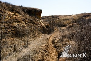 The bluffs and sandy horse trails make for some rough maneuvering in the Smoky Hills of Kansas at Rockin' K.
