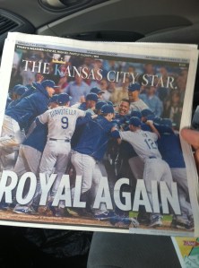 This morning's Kansas City Star front page after the Royals earned their first playoff berth in 29 years.