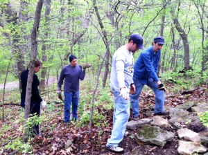 Plotting out where to place the next rocks.
